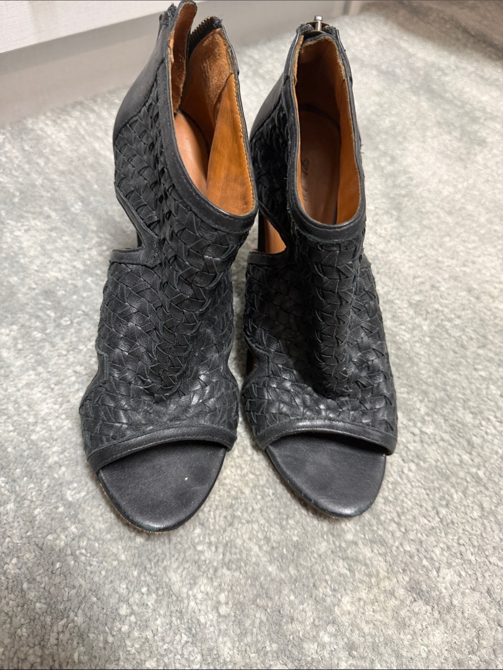 Elizabeth and James Black Woven Open-Toe Mules